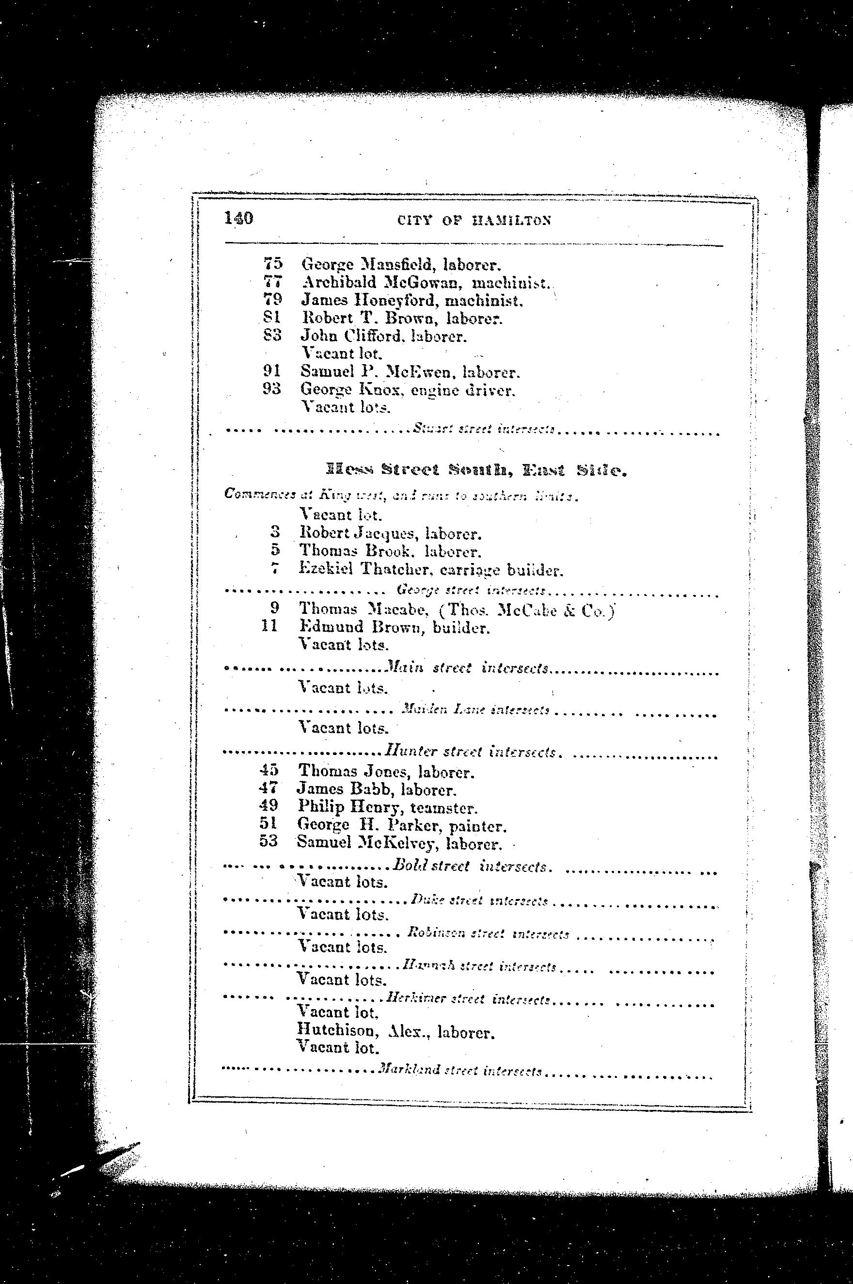 James Babb & The City of Hamilton Street Directories